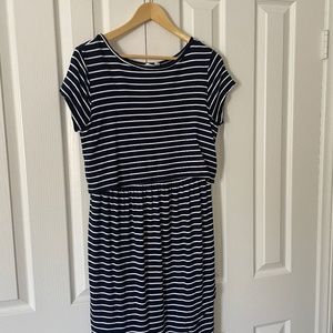 Gap navy striped nursing and maternity dress